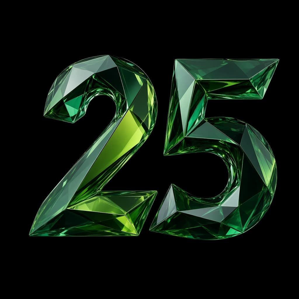 A green geometric 25, the Numbers arena